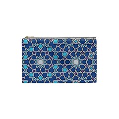 Islamic Ornament Texture, Texture With Stars, Blue Ornament Texture Cosmetic Bag (small) by nateshop