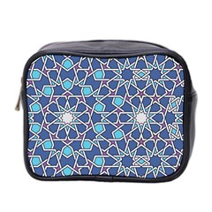 Islamic Ornament Texture, Texture With Stars, Blue Ornament Texture Mini Toiletries Bag (two Sides) by nateshop