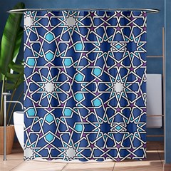 Islamic Ornament Texture, Texture With Stars, Blue Ornament Texture Shower Curtain 60  X 72  (medium)  by nateshop