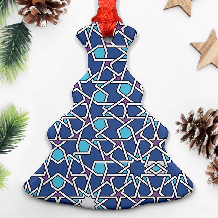 Islamic Ornament Texture, Texture With Stars, Blue Ornament Texture Christmas Tree Ornament (Two Sides)