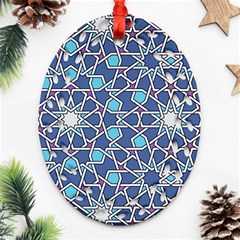 Islamic Ornament Texture, Texture With Stars, Blue Ornament Texture Ornament (oval Filigree) by nateshop