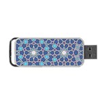 Islamic Ornament Texture, Texture With Stars, Blue Ornament Texture Portable USB Flash (Two Sides) Front