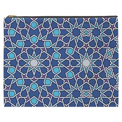 Islamic Ornament Texture, Texture With Stars, Blue Ornament Texture Cosmetic Bag (xxxl) by nateshop