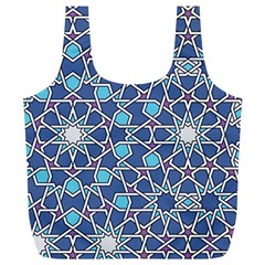 Islamic Ornament Texture, Texture With Stars, Blue Ornament Texture Full Print Recycle Bag (xl) by nateshop