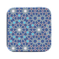 Islamic Ornament Texture, Texture With Stars, Blue Ornament Texture Square Metal Box (black) by nateshop