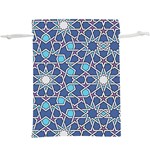 Islamic Ornament Texture, Texture With Stars, Blue Ornament Texture Lightweight Drawstring Pouch (XL) Front