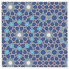 Islamic Ornament Texture, Texture With Stars, Blue Ornament Texture Wooden Puzzle Square by nateshop