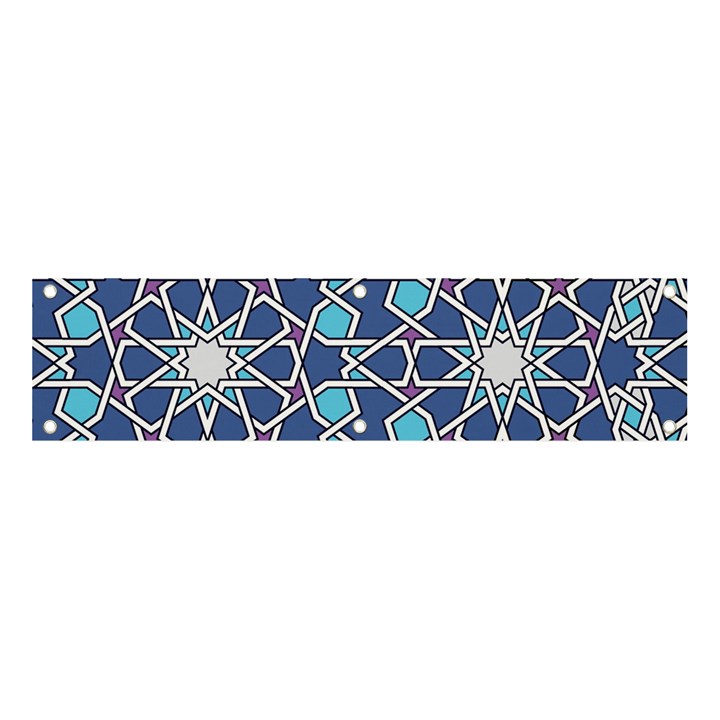 Islamic Ornament Texture, Texture With Stars, Blue Ornament Texture Banner and Sign 4  x 1 