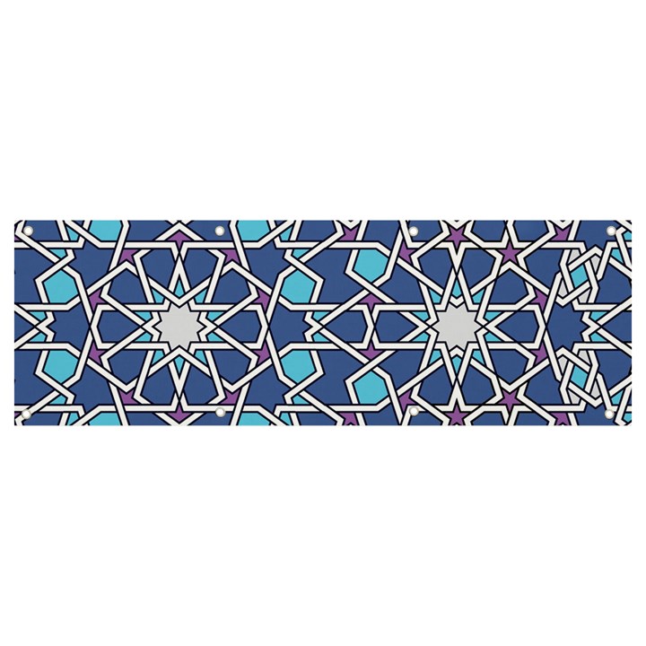 Islamic Ornament Texture, Texture With Stars, Blue Ornament Texture Banner and Sign 9  x 3 