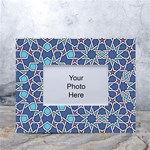 Islamic Ornament Texture, Texture With Stars, Blue Ornament Texture White Tabletop Photo Frame 4 x6  Front