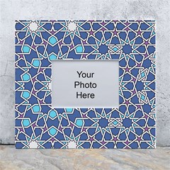 Islamic Ornament Texture, Texture With Stars, Blue Ornament Texture White Wall Photo Frame 5  X 7  by nateshop