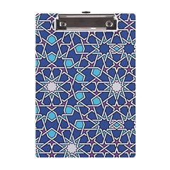 Islamic Ornament Texture, Texture With Stars, Blue Ornament Texture A5 Acrylic Clipboard