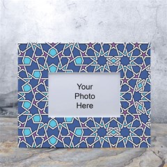 Islamic Ornament Texture, Texture With Stars, Blue Ornament Texture White Tabletop Photo Frame 4 x6  by nateshop