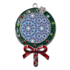 Islamic Ornament Texture, Texture With Stars, Blue Ornament Texture Metal X mas Lollipop With Crystal Ornament by nateshop