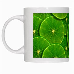 Lime Textures Macro, Tropical Fruits, Citrus Fruits, Green Lemon Texture White Mug by nateshop