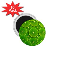 Lime Textures Macro, Tropical Fruits, Citrus Fruits, Green Lemon Texture 1 75  Magnets (10 Pack)  by nateshop