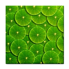 Lime Textures Macro, Tropical Fruits, Citrus Fruits, Green Lemon Texture Tile Coaster by nateshop