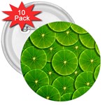 Lime Textures Macro, Tropical Fruits, Citrus Fruits, Green Lemon Texture 3  Buttons (10 pack)  Front