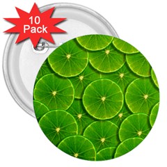 Lime Textures Macro, Tropical Fruits, Citrus Fruits, Green Lemon Texture 3  Buttons (10 Pack)  by nateshop