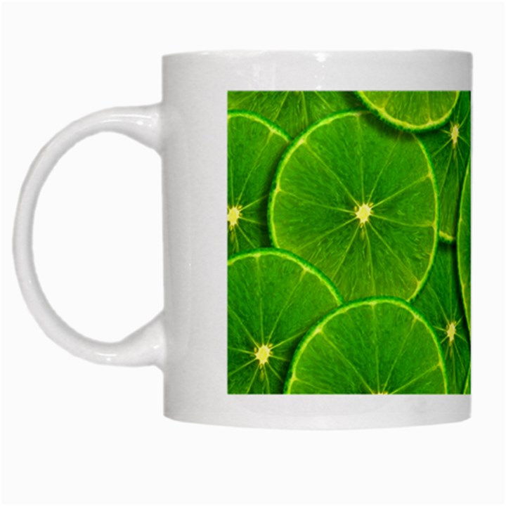 Lime Textures Macro, Tropical Fruits, Citrus Fruits, Green Lemon Texture White Mug