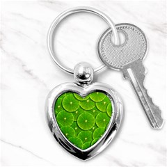 Lime Textures Macro, Tropical Fruits, Citrus Fruits, Green Lemon Texture Key Chain (heart) by nateshop