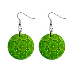 Lime Textures Macro, Tropical Fruits, Citrus Fruits, Green Lemon Texture Mini Button Earrings by nateshop