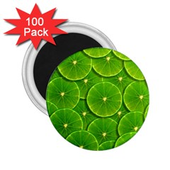 Lime Textures Macro, Tropical Fruits, Citrus Fruits, Green Lemon Texture 2 25  Magnets (100 Pack)  by nateshop