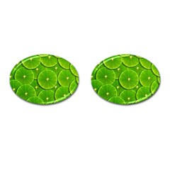 Lime Textures Macro, Tropical Fruits, Citrus Fruits, Green Lemon Texture Cufflinks (oval) by nateshop