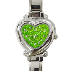 Lime Textures Macro, Tropical Fruits, Citrus Fruits, Green Lemon Texture Heart Italian Charm Watch by nateshop