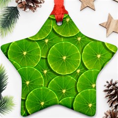 Lime Textures Macro, Tropical Fruits, Citrus Fruits, Green Lemon Texture Star Ornament (two Sides) by nateshop