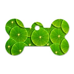 Lime Textures Macro, Tropical Fruits, Citrus Fruits, Green Lemon Texture Dog Tag Bone (two Sides) by nateshop