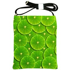 Lime Textures Macro, Tropical Fruits, Citrus Fruits, Green Lemon Texture Shoulder Sling Bag by nateshop