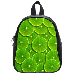 Lime Textures Macro, Tropical Fruits, Citrus Fruits, Green Lemon Texture School Bag (small) by nateshop