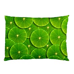 Lime Textures Macro, Tropical Fruits, Citrus Fruits, Green Lemon Texture Pillow Case (two Sides) by nateshop