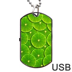 Lime Textures Macro, Tropical Fruits, Citrus Fruits, Green Lemon Texture Dog Tag Usb Flash (two Sides) by nateshop