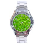 Lime Textures Macro, Tropical Fruits, Citrus Fruits, Green Lemon Texture Stainless Steel Analogue Watch Front