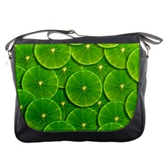 Lime Textures Macro, Tropical Fruits, Citrus Fruits, Green Lemon Texture Messenger Bag by nateshop