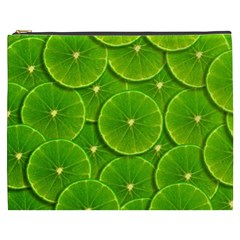 Lime Textures Macro, Tropical Fruits, Citrus Fruits, Green Lemon Texture Cosmetic Bag (xxxl) by nateshop