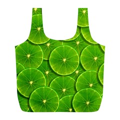 Lime Textures Macro, Tropical Fruits, Citrus Fruits, Green Lemon Texture Full Print Recycle Bag (l) by nateshop