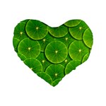 Lime Textures Macro, Tropical Fruits, Citrus Fruits, Green Lemon Texture Standard 16  Premium Flano Heart Shape Cushions Front