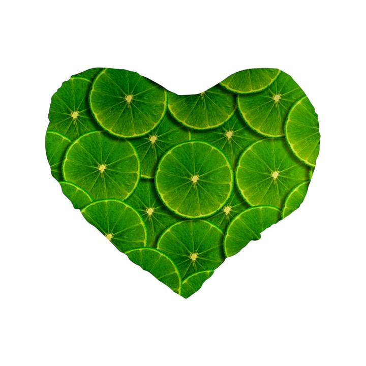 Lime Textures Macro, Tropical Fruits, Citrus Fruits, Green Lemon Texture Standard 16  Premium Flano Heart Shape Cushions