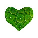 Lime Textures Macro, Tropical Fruits, Citrus Fruits, Green Lemon Texture Standard 16  Premium Flano Heart Shape Cushions Back