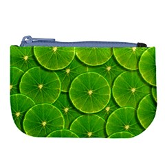 Lime Textures Macro, Tropical Fruits, Citrus Fruits, Green Lemon Texture Large Coin Purse by nateshop