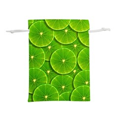 Lime Textures Macro, Tropical Fruits, Citrus Fruits, Green Lemon Texture Lightweight Drawstring Pouch (s) by nateshop