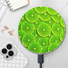 Lime Textures Macro, Tropical Fruits, Citrus Fruits, Green Lemon Texture Wireless Fast Charger(white) by nateshop