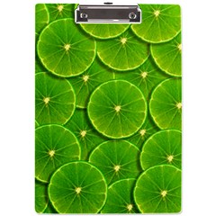 Lime Textures Macro, Tropical Fruits, Citrus Fruits, Green Lemon Texture A4 Acrylic Clipboard by nateshop