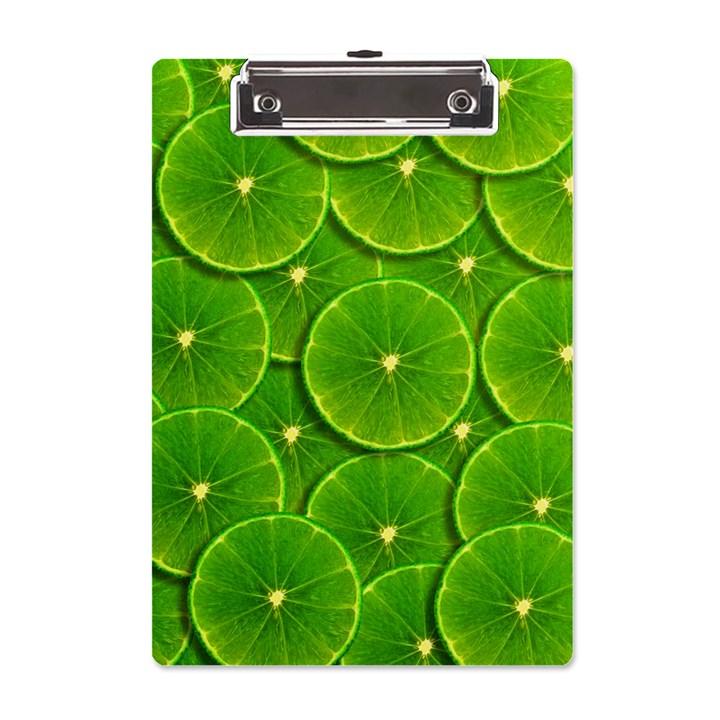 Lime Textures Macro, Tropical Fruits, Citrus Fruits, Green Lemon Texture A5 Acrylic Clipboard