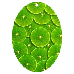 Lime Textures Macro, Tropical Fruits, Citrus Fruits, Green Lemon Texture Uv Print Acrylic Ornament Oval by nateshop