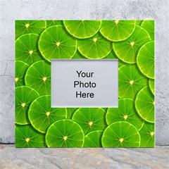 Lime Textures Macro, Tropical Fruits, Citrus Fruits, Green Lemon Texture White Wall Photo Frame 5  X 7  by nateshop