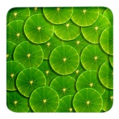 Lime Textures Macro, Tropical Fruits, Citrus Fruits, Green Lemon Texture Square Glass Fridge Magnet (4 Pack) by nateshop